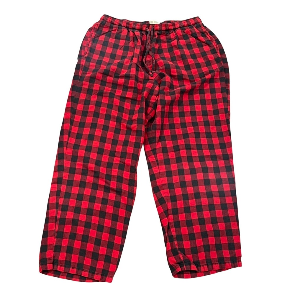 LL Bean Scotch Plaid Flannel Sleep Pants Red Black Buffalo Pajama‎ Men's Large